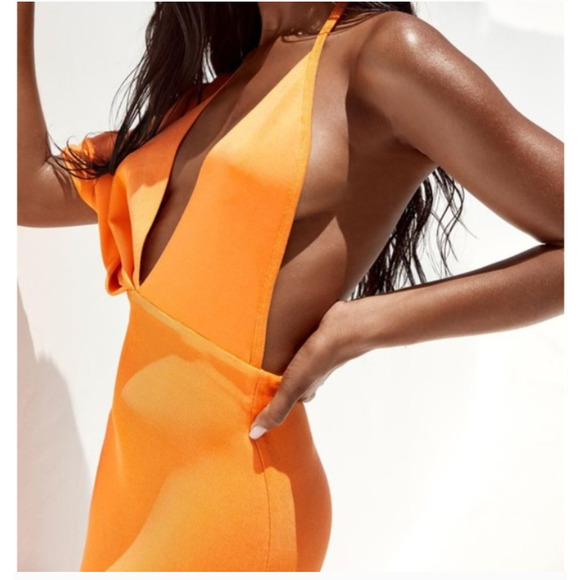 House of CB Clemence Maxi Orange Bandage Dress Womens Large - Picture 4 of 16